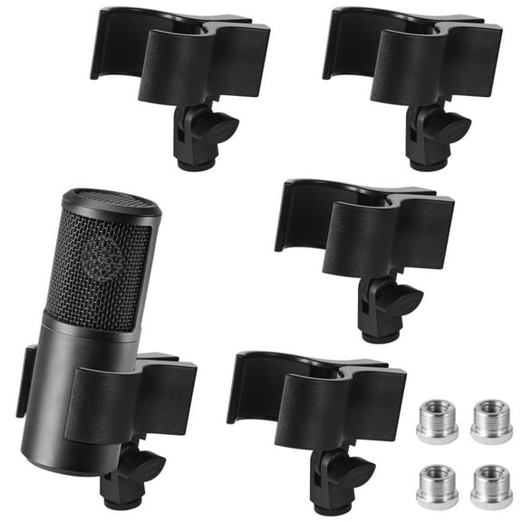 4 PCS Mic Clip Set, Adjustable Mic Holder for Stand, Professional Spring Shock Mount for Recording, Live Streaming, Compatible with 1.18 in to 2.4 in