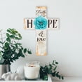 thumbnail image 2 of Faith Hope & Love Turquoise Flower Distressed 7 x 5 Wood Wall Art Cross Plaque, 2 of 5