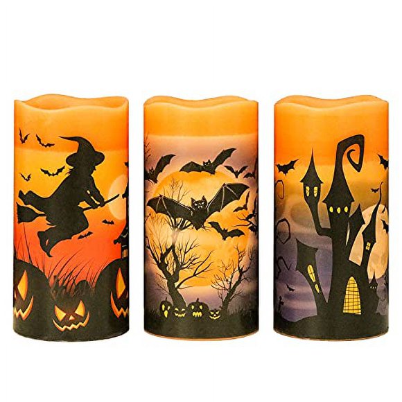 Eldnacele Velas LED sin llama parpadeantes de Halloween con
