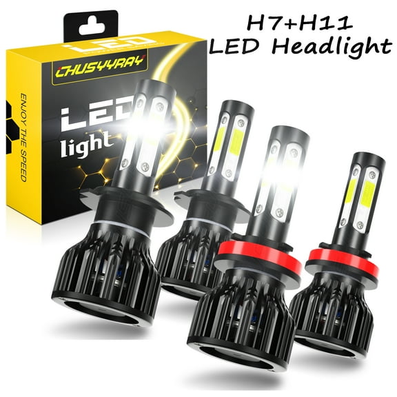 4-Sides LED Headlights H7 H11 High&Low Beam Kit ,Plug&Play White Car Light Bulb,Pack of 4