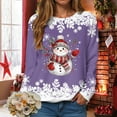 thumbnail image 6 of idosla Christmas Sweatshirt for Women Snowman Graphic Crewneck Long Sleeve Shirt Xmas Holiday Party Pullover Sweater Tops (Purple, L), 6 of 9