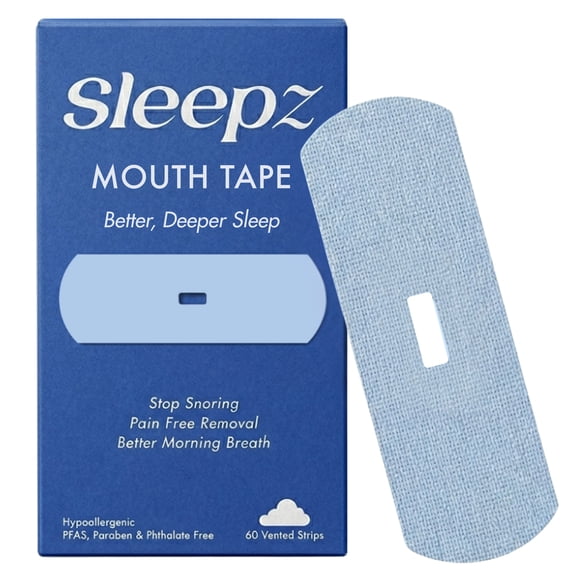 Sleepz Mouth Tape for Sleeping with Ventilation, Hypoallergenic Adhesive, 60 Count
