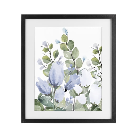 Stupell Industries Blue Spring Botanicals Black Framed Print Under Glass, design by Kim Allen