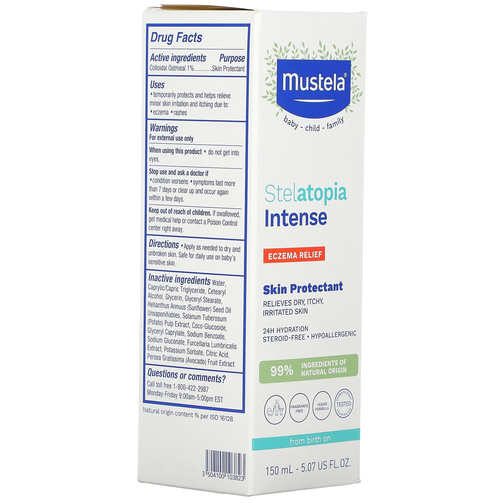 Mustela Stelatopia Intense, Eczema Relief, Skin Protectant, Fragrance Free, 5.07 fl oz (150 ml)