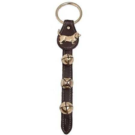 - Basset Hound Charm Brown Leather Sleigh Bell Door Hanger Made in USA Belsnickel