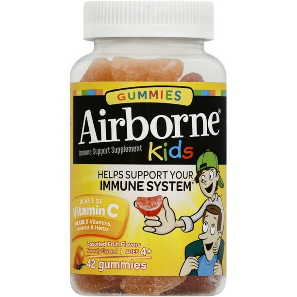 Airborne Kids Gummies Vitamin C Immune Support Supplement, Assorted