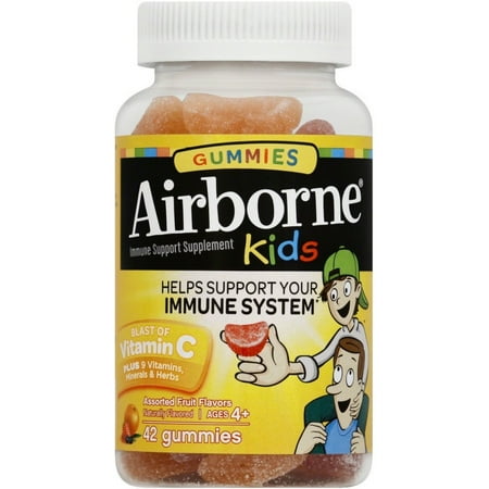 Airborne Kids Gummies Vitamin C Immune Support Supplement, Assorted Fruit Flavors, 42 (The Best Vitamin C Supplement)