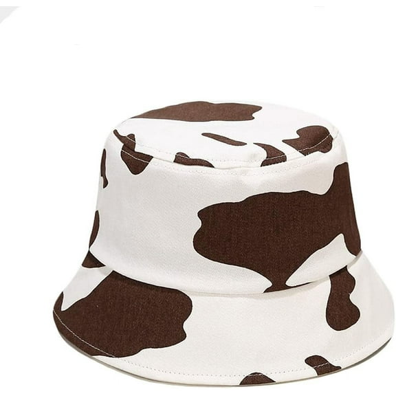 LinYooLi Women Men Milk Cow Print Bucket Hat Fisherman Cap Summer Travel Bucket Beach Outdoor Sun Hat