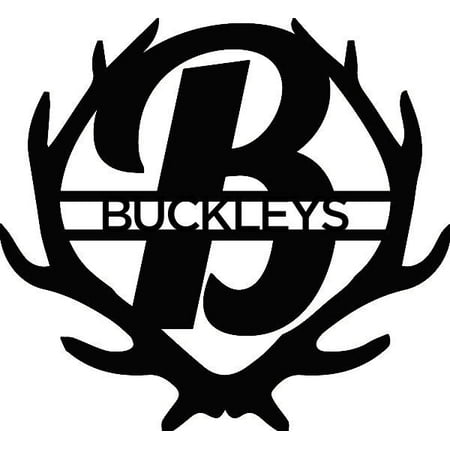 - Personalized Antler Monogram Initial and Family Name Metal Sign