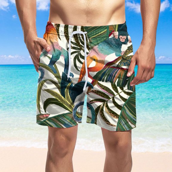 TOWED22 Mens Swim Trunks,Mens Shorts Men Summer Fashion Casual Printed Loose Quick-Drying Shorts Beach Pants Men's Shorts Cargo White,4XL