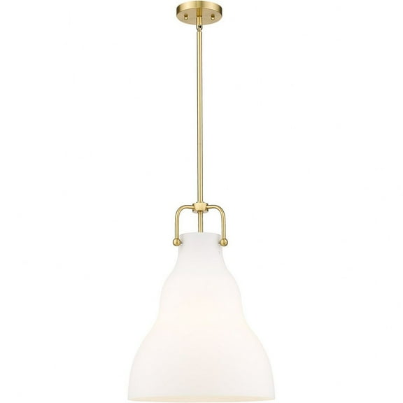 494-1S-SG-G591-14-LED-Innovations Lighting-Haverhill - 1 Light Pendant In Industrial Style-19 Inches Tall and 14 Inches Wide Satin Gold Matte White