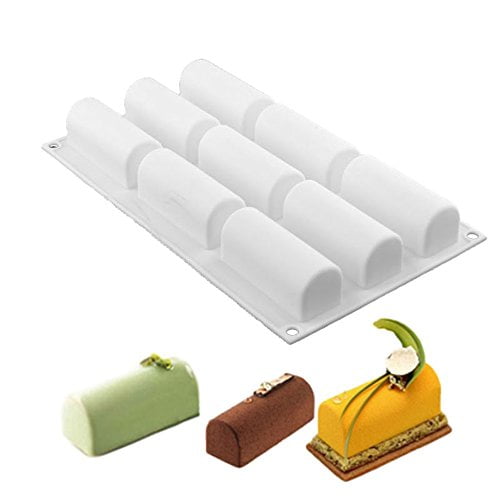 9 Cavities Silicone Roll Mold Log Delicate Chocolate Desserts Twinkie Tea-Time Cake Polvoron Candy Pastries Molds White