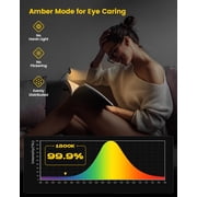 Glocusent Horizontal ET-Head Book Light for Reading in Bed, Eye Caring, CRI 95, 3 Colors & 5 Brightness, Rechargeable Long Lasting Reading Light