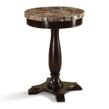 - Round Pedestal Table with Marble Veneer Top and Espresso Base, Dimensions 18” DIA. X 25¼”H By H-M SHOP