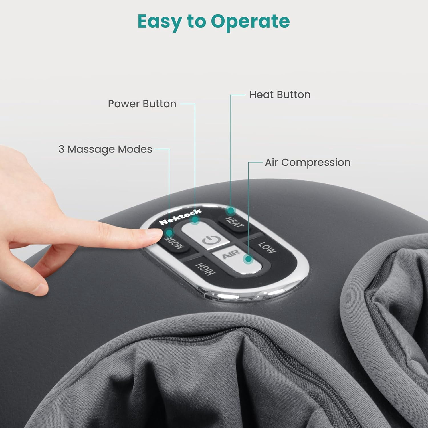 Nekteck Shiatsu Foot Massager, Deep Kneading Foot Massager with Heat & Air Compression, FSA/HSA, Feet Massage Machine for Neuropathy, Blood Circulation, Plantar Fasciitis Relief, Gifts for Her/Him