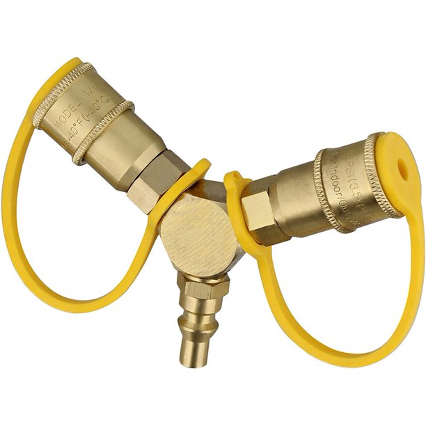 1/4in Propane Tank Adapters LP Gas Line Splitter 2 Way Hose Tee Y