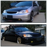 Spec-D Tuning Chrome Housing Clear Lens Headlights Compatible with 2001-2003 Honda Civic LX EX L+R Pair Head Light Lamp Assembly