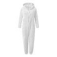 thumbnail image 7 of Nwiuh Fleece Girls Jumpsuit with Cute Ears Onesie Zip Up Hooded | Romper Warm Sherpa Lined Soft Romper Outfits (White, 9-10 Years), 7 of 7