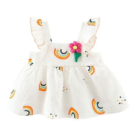 

HIBRO Toddler Girls Fly Sleeve Sundress Prints Ruffles Princess Dress Dance Party Dresses Clothes Flower Girl Dress Shoes Sweater Dress for Big Girls