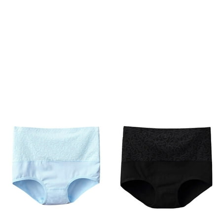 Wijhcboe 2 Pack Women s plus Size Panties Lace Solid Color Cotton Underwear Women Underwear Bikini Lace High Waisted Womens Panties Bikini Nylon Silk Thong B Bustier