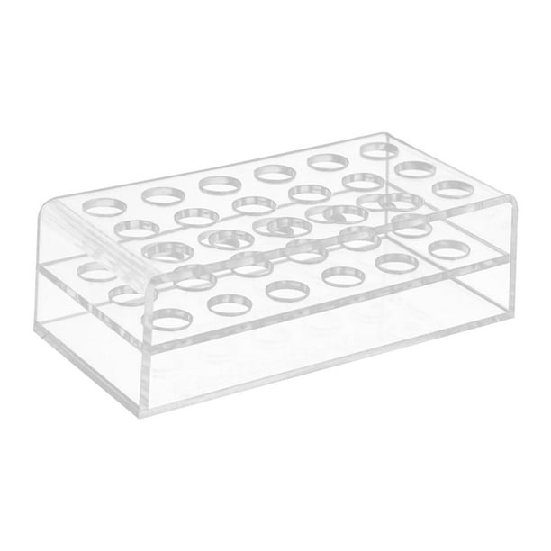 Soporte acrílico para bolígrafos y rotuladores, ideal para escritorios escolares. 18 hoyos