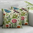 thumbnail image 3 of Shiartex Throw Square Pillowcase Dragonfly Beige Floral Flowers Rustic Country Garden Pillow Cover Protector for Throw Cushion, 3 of 5