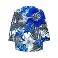 thumbnail image 6 of Plus Size Floral Print Tops for Women Trendy Casual V Neck Graphic Tee Tshirts Loose Fit 3/4 Sleeve Clothes (2XL, Blue), 6 of 6