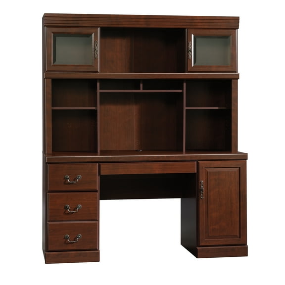 Sauder Heritage Hill Engineered Wood Desk with Hutch in Classic Cherry Finish