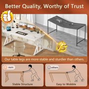 Computer Desk, 55 inch Large Office Desk, Study Writing Table with Thicken Frame, Gaming Desk, Modern Simple Desk for Home Office, White