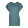 thumbnail image 2 of Womens Shirts Blouse Women's Casual Loose Fitting Solid Color T-shirt Round Neck Pullover Short Sleeved Top, 2 of 7