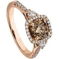 thumbnail image 3 of Divine Creation 1.50 Ct Round Cut Brown Diamond Wedding Engagement Halo Ring 14K Rose Gold Plated 925 Sterling Silver For Women's -4.5, 3 of 3