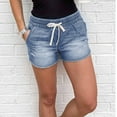 thumbnail image 3 of TRUBKH shorts for women jean shorts womens baggy jean shorts women women shorts shorts for women high waisted Women's Fashion High Waist Denim Shorts Blue Jeans Ripped Casual Pants Light Blue S, 3 of 9