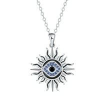 Rynsito Evil Eye Necklace Sun Pendant Turkish Blue Eye Protection Lucky Necklaces Jewelry Gifts for Men Women