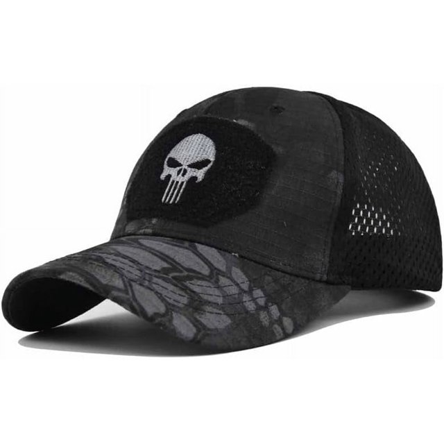 Gorra de béisbol de camuflaje para exteriores para hombre, gorra táctica de camuflaje con visera de Calavera, gorra de Velcro adecuada para caza, Camping, senderismo, sombreros