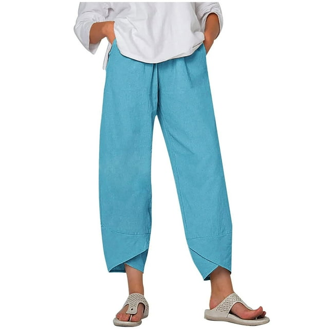 DPTALR Pantalon de Sport en Coton et Lin pour Femmes avec Poche Imprimée pour Course Yoga