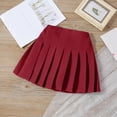 thumbnail image 5 of Resicozy Girls Pleated Skirt School Uniform Skort Elastic Waist A-Line Casual Skirt for Toddler Girls 2-14 Years Wine 130, 5 of 6