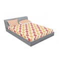 thumbnail image 3 of Ambesonne Retro Fitted Sheet & Pillow Sham Set, Big Small Dots Chain, Twinxl, Marigold Scarlet Cream, 3 of 3
