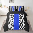 thumbnail image 2 of Castle Fairy Boys Girls Animal Zebra Leopard Print Bedding Comforter Set 7 Pieces,Abstract Geometric Stripes Full Bedding Set Lightweight,Black Blue Fitted Sheet Flat Sheet,Breathable Home Decor, 2 of 8