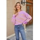 thumbnail image 1 of Suéteres de gran tamaño para mujer, suéter cálido y grueso de punto difuso para otoñoPurple stripeM, 1 of 3