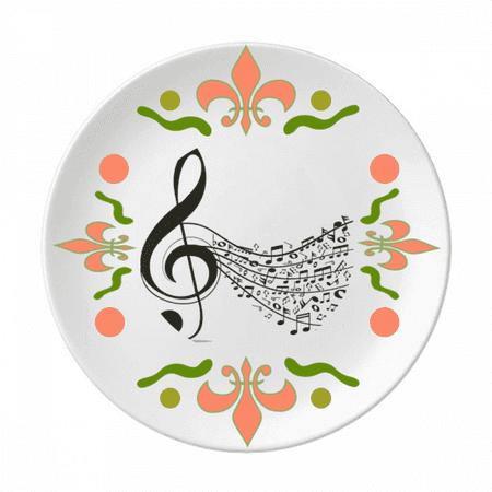 

Flappg Music Notes Treble Clef Flower Ceramics Plate Tableware Dinner Dish