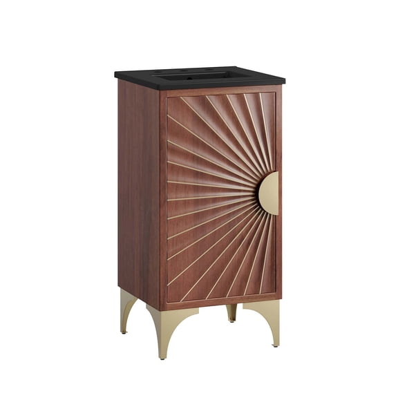 Modway Daylight 18" Solid Mango Wood Bathroom Vanity in Black/Walnut