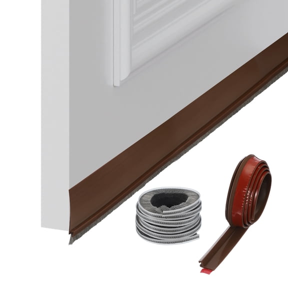 Uxcell 1 Pcs Door Bottom Sweep, 39 x 1 inch Adhesive Under Door Draft Strip Silicone, Brown