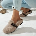 thumbnail image 4 of Rokment Fuzzy Slip on Loafers Snow Boots for Women 2025 Winter Fashion Buckles Plush Fleece Walking Flat Casual No Heel Short Ankle Booties Khaki Size 8.5, 4 of 6