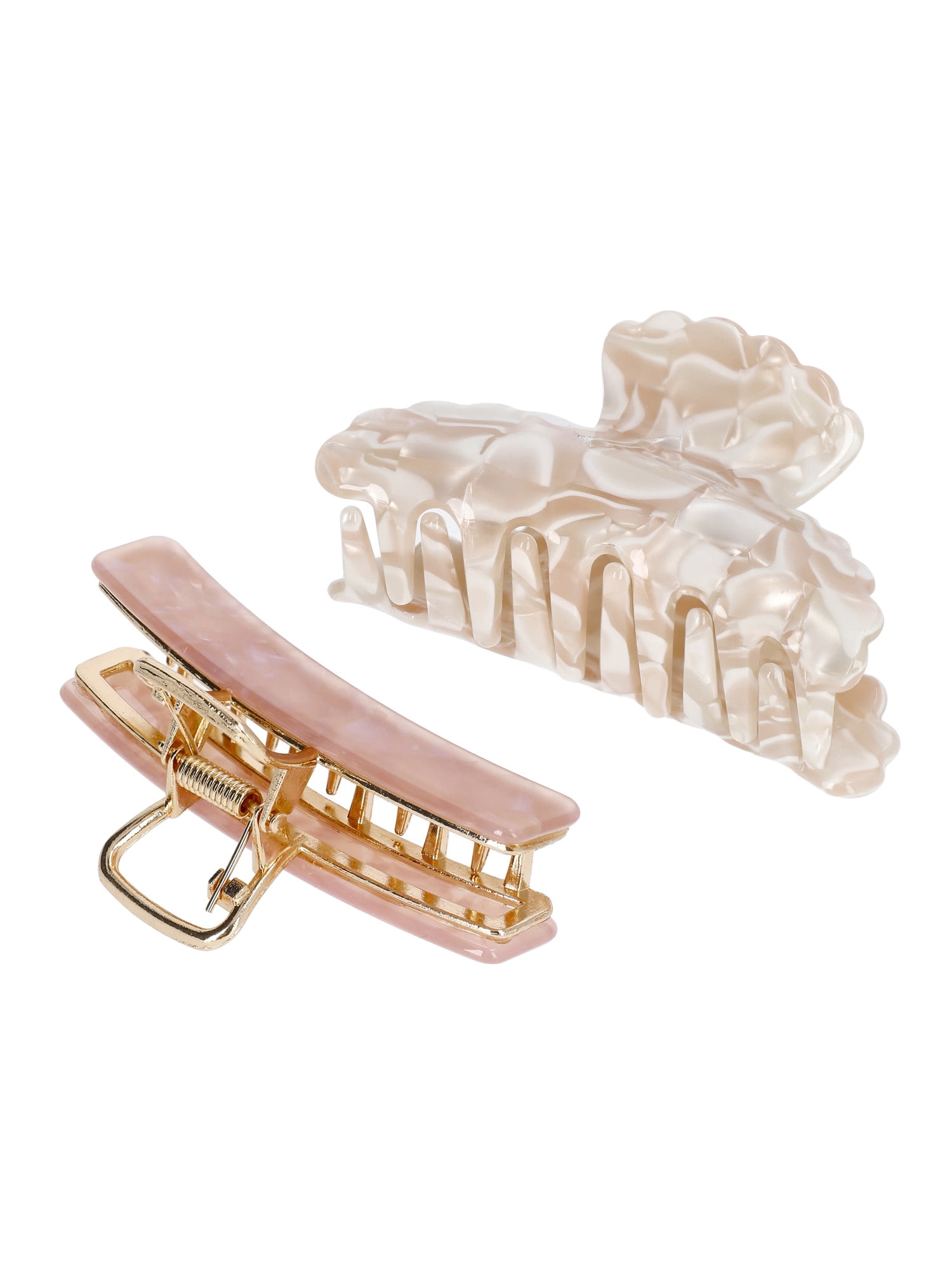 Time and Tru Women's Hair Claw Clips, 2-Pack, Pink