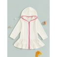 thumbnail image 2 of aturustex Little Girls Zip-Up Robe Towel Beachwear 1T-8T Toddler Baby Solid Basic Swim Coverups Hoodies Long Sleeve Wearable Blanket Hooded Beach Dresmwear for Summer Holiday Party Swim Pool, 2 of 7