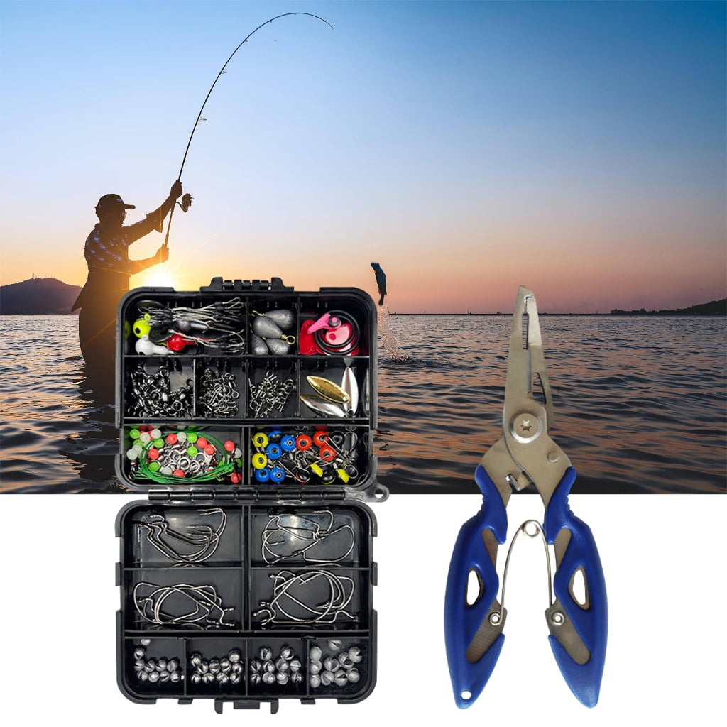WINDLAND 188pcs Multiple Compartment Fishing Tackle Box Include Beads Fishing Accessories