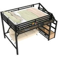 thumbnail image 7 of Bellemave Full Size Loft Bed with Stairs and Wardrobe, Metal Gaming Loft Bed Frame with Charging Station & LED Light, Heavy-Duty Loft Beds with Beside Shelf for Teens Adults(Natural), 7 of 7