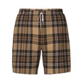thumbnail image 4 of Lsque Mens Swim Trunks khaki coffee plaid Pattern - Bathing Suit Compression Liner - Beach Swim Shorts Swimwear - (S-3XL) - Stretch Quick Dry -X-Large, 4 of 9