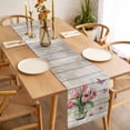 thumbnail image 3 of Table Runner 70 Inches Long for Kitchen Dining, Pink Tulip Dresser Scarf Farmhouse, Dining Table Decorations for Wedding/Parties, Vintage Spring Floral Retro Art Butterfly Wooden 13 x 70 In, 3 of 8