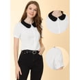 thumbnail image 2 of INSPIRE CHIC Blusa De Manga Corta Para Mujer Con Cuello Peter Pan En Contraste Blanco XS, 2 of 6